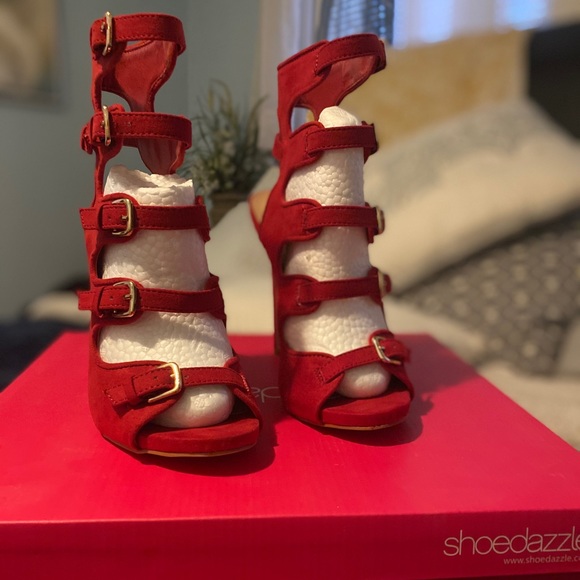 Rosselyn Red Heeled Sandal - Picture 6 of 11